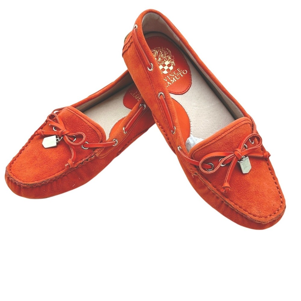 Vince Camuto VC-PINNA Loafers Women 8M Orange Suede Driving Moccasins